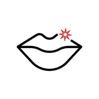 lippen herpes pictogram. gewoon vormen, silhouet. vectorillustratie op wit vector