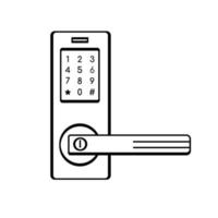 digitale deurklink lijn icoon. beveiligingsinrichting. hotelservice. vectorillustratie op witte achtergrond vector