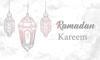 handgetekende schets van ramadan lantaarn met borsteltextuur voor ramadan kareem vector