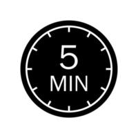 vijf minuten icoon. symbool voor productetiketten. kooktijd, cosmetische of chemische applicatietijd, sporttijd. vector illustratie
