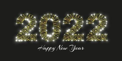 gelukkig nieuwjaar 2022 wenskaart. ontwerp in lage polystijl. getallen uit een veelhoekig draadframe mesh. vector