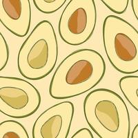 avocado herhaalpatroonontwerp. handgetekende achtergrond. modern patroon voor inpakpapier of stof. vector