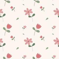 naadloze patroon van roze bloemen, roze pastel bloemen op beige kleur achtergrond. vector