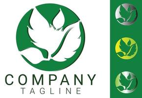 creatief groen bladlogo en pictogramontwerpsjabloon vector