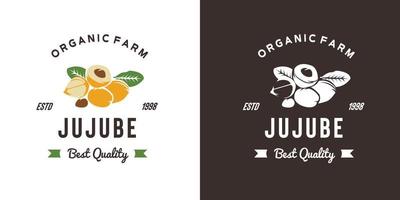 vintage jujube fruit logo illustratie geschikt voor fruitwinkel en fruitboerderij vector