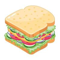 eenvoudig te gebruiken isometrisch pictogram van sandwich vector