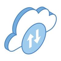 gegevensopslag, een isometrisch icoon van cloudoverdracht vector