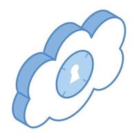 download dit bewerkbare isometrische pictogram van cloudbeveiliging vector