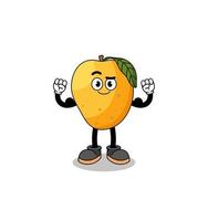 mascotte cartoon van mango fruit poseren met spier vector