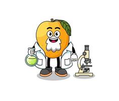 mascotte van mangofruit als wetenschapper vector
