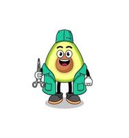 illustratie van avocado-mascotte als chirurg vector