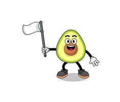 cartoon illustratie van avocado met een witte vlag vector