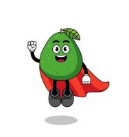 avocado fruit cartoon met vliegende superheld vector