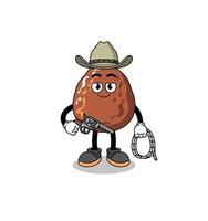 karaktermascotte van dadelfruit als cowboy vector