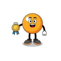 pingpongbal cartoon afbeelding met tevredenheid gegarandeerd medaille vector