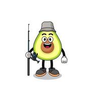 mascotte illustratie van avocado visser vector