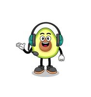 mascotteillustratie van avocado als klantenservice vector