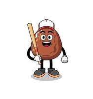 date fruit mascotte cartoon als een honkbalspeler vector