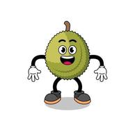 durian fruit cartoon met verrast gebaar vector