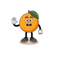 oranje fruit cartoon afbeelding doen stop hand vector