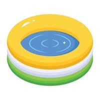 kinderzwembad, een isometrisch icoon van rubberen zwembad vector
