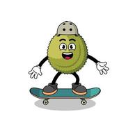 durian fruitmascotte die een skateboard speelt vector