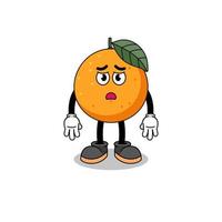 oranje fruit cartoon afbeelding met droevig gezicht vector