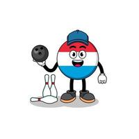 mascotte van luxemburg als bowlingspeler vector