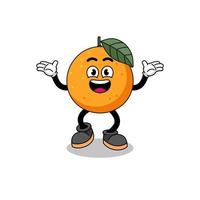oranje fruit cartoon zoeken met gelukkig gebaar vector