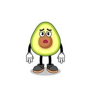 avocado cartoon afbeelding met droevig gezicht vector