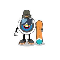 mascotte cartoon van boogschieten doelwit snowboard speler