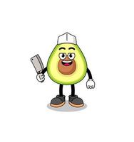 mascotte van avocado als slager vector