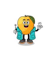 illustratie van mango fruit mascotte als tandarts vector