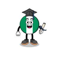 nigeria vlag mascotte met afstuderen pose vector