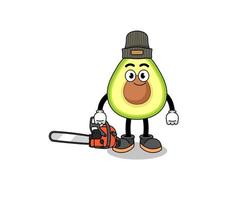 avocado illustratie cartoon als houthakker vector