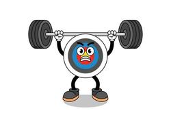 boogschieten doelwit mascotte cartoon optillen van een barbell vector