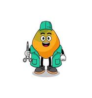 illustratie van papaya fruit mascotte als een chirurg vector