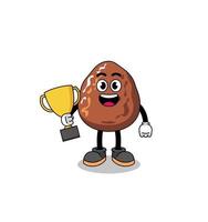 cartoon mascotte van dadelfruit met een trofee vector