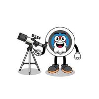 illustratie van de mascotte van het boogschietendoel als astronoom vector