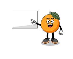 oranje fruitillustratie die een presentatie doet vector