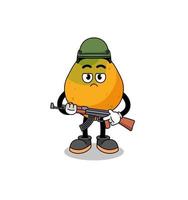 cartoon van papaya fruit soldaat vector