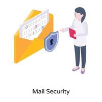 envelop met schild, een isometrisch icoon van mailbeveiliging vector