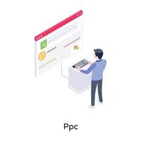 digitale reclame, isometrisch icoon van ppc vector