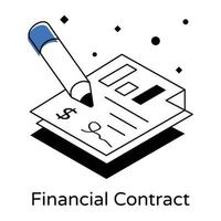 trendy isometrisch icoon van financieel contract vector