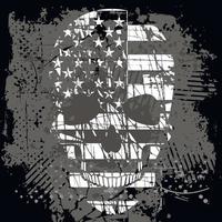 schedel met vlag, grunge vintage design t-shirts vector