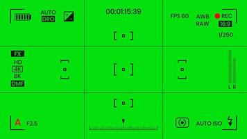 groen gekleurde chroma key camera rec frame zoeker overlay achtergrond scherm vlakke stijl ontwerp vectorillustratie. chroma key vfx scherm camera overlay abstracte achtergrond concept voor videobeelden vector