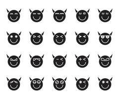 gelukkige duivel en demon emoticons set vector