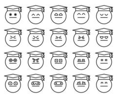 student lijn emoticons set vector