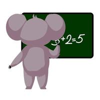 schattige koala leraar geïsoleerd op een witte achtergrond. stripfiguur wiskunde studeren. vector