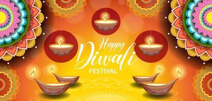 gelukkige diwali Indiase festivalbanner vector